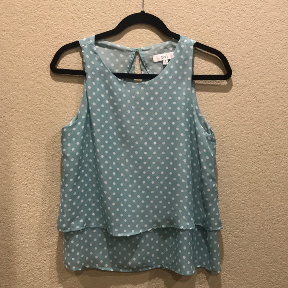 Teal polka dot blouse